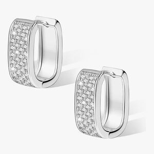 NEW 925 Sterling Silver Hoop Earrings with Cubic Zirconia
